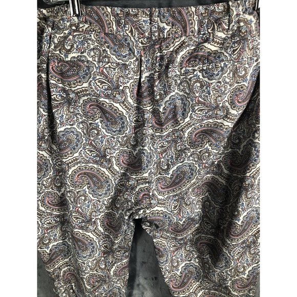 Talbots The Perfect Crop Women's Beige Multi Paisley Cotton Stretch Pants SZ-22 - Picture 12 of 16
